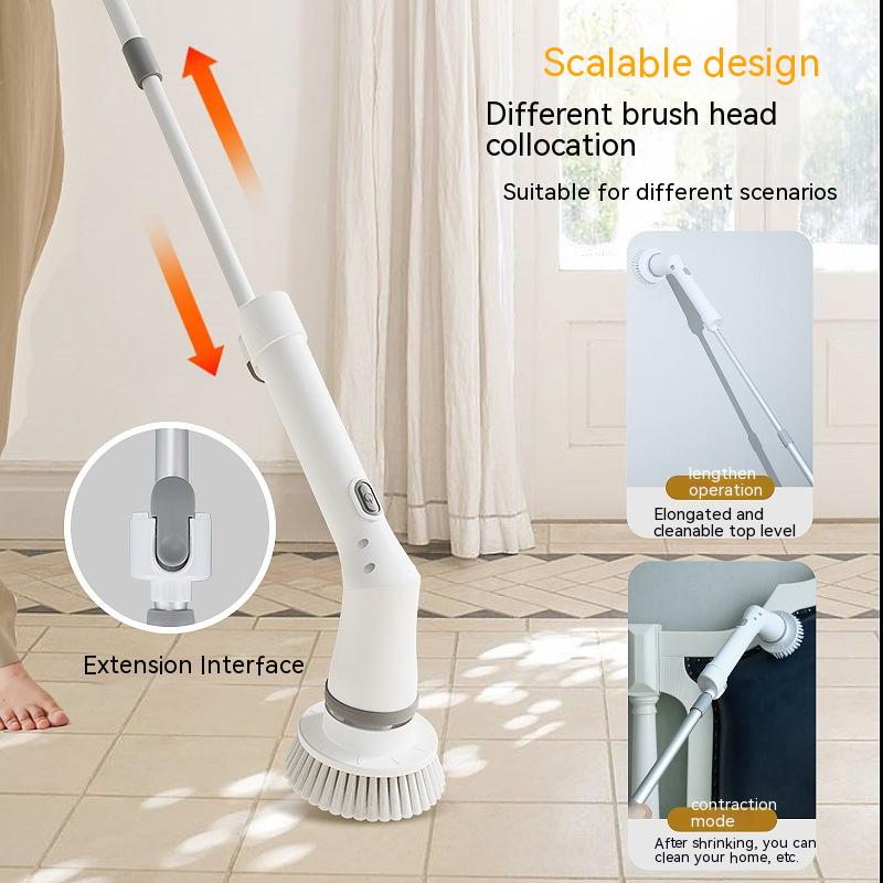Electric Scrubber Cleaning Wall Long Handle Elbow Telescopic Multifunction Cleaning Brush
