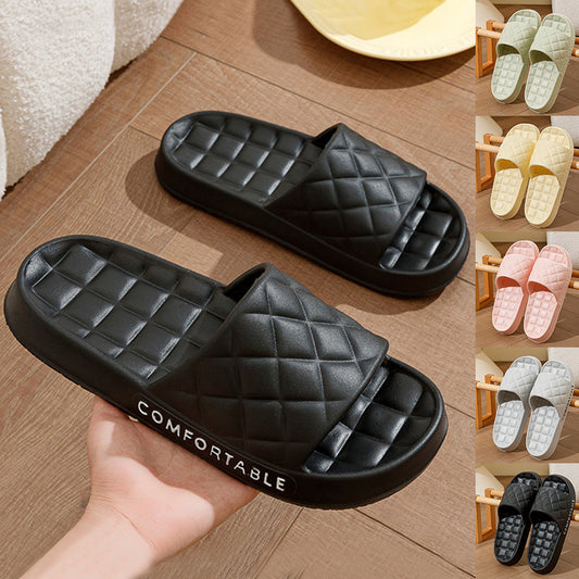 Home Slippers With Plaid Design Soft-soled Silent Indoor Floor Bathing Slippers Women House Shoes Summer