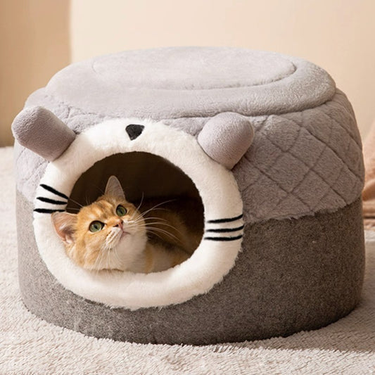 Autumn And Winter Cat Arctic Warm Thickened Pumpkin Dog Closed Windproof Pet Bed