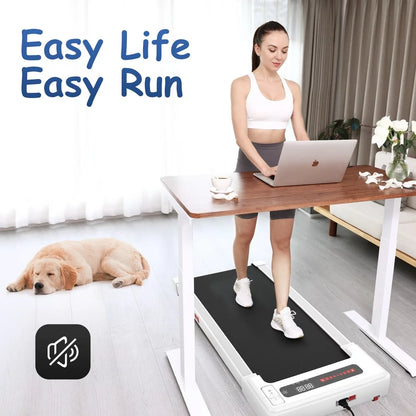 Walking Pad Treadmill under Desk, White 2.25HP Portable Mini Treadmill W/ Remote Control