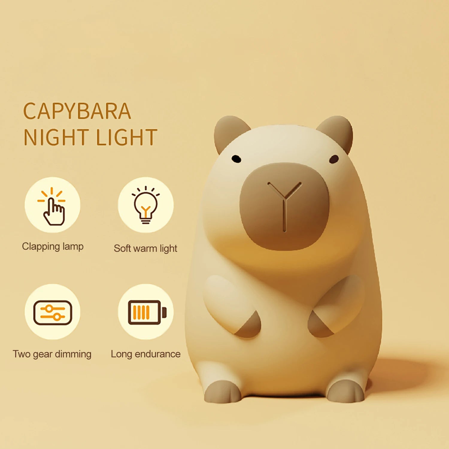 Capybara Silicone Night Light Cute Panda Rechargeable Adjustable Brightness Timing Rechargeable Sleep Nightlights for Kids Room