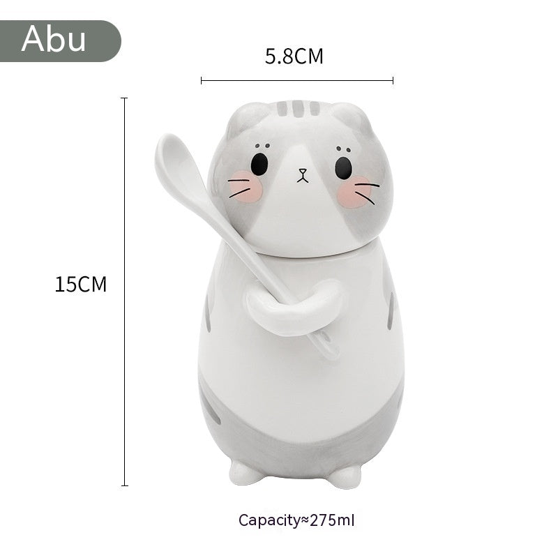 Cartoon Cute Cat Ceramic Cup Salt/Sugar Dispenser