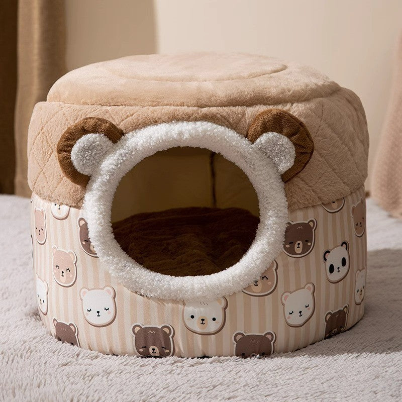 Autumn And Winter Cat Arctic Warm Thickened Pumpkin Dog Closed Windproof Pet Bed