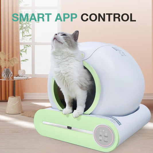Automatic Litter Box, 65L + 9L Extra Large Self-Cleaning Cat Litter Box, Odor-Free/App Control/Safe Secure/Weight Monitor Smart Cat Litter Box