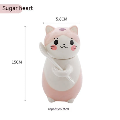 Cartoon Cute Cat Ceramic Cup Salt/Sugar Dispenser