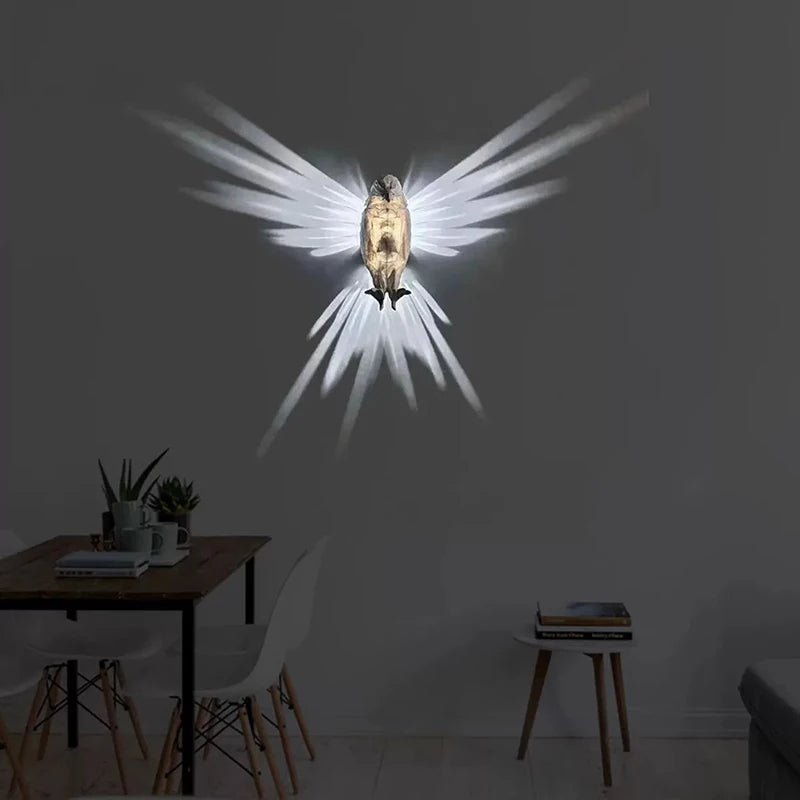 Lámpara de pared creativa y moderna con forma de pájaro, proyector con forma de búho y águila, aplique de luz con estampado 3D, iluminación corporal, Lustre para decoración del hogar