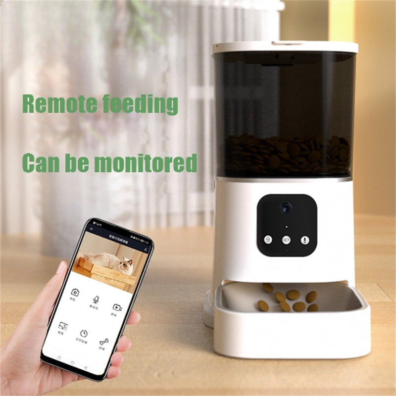 Estación de alimentación para mascotas Feedeluxe con visión nocturna | Wi-Fi | Aplicación | Sensor de voz