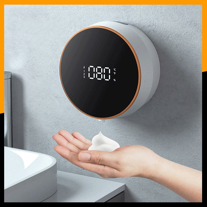Máquina desinfectante de manos por inducción automática: Dispensador de espuma montado en la pared con pantalla LED de temperatura 