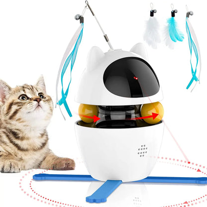 Interactive Cat Toys, 4-In-1 Cat Feather Toy Cat Laser Toys and Cat Ball Toys, Interactive Cat Toys for Indoor Cats Toy