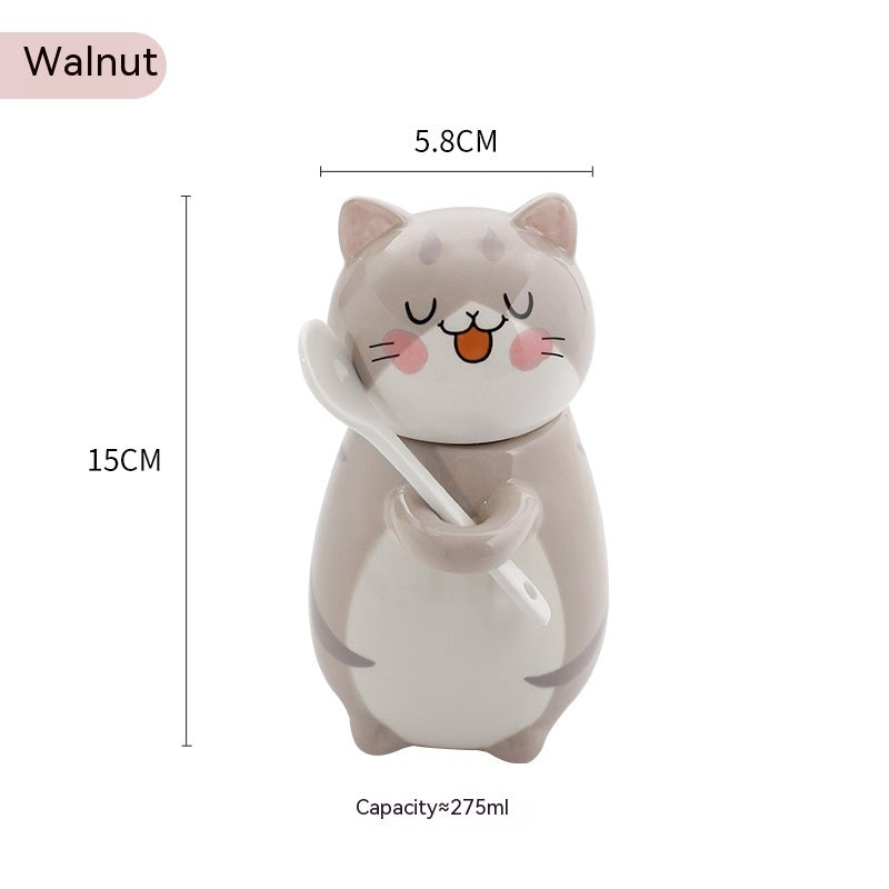 Keramiktasse mit Cartoon-Motiv, niedliche Katze, Salz-/Zuckerspender